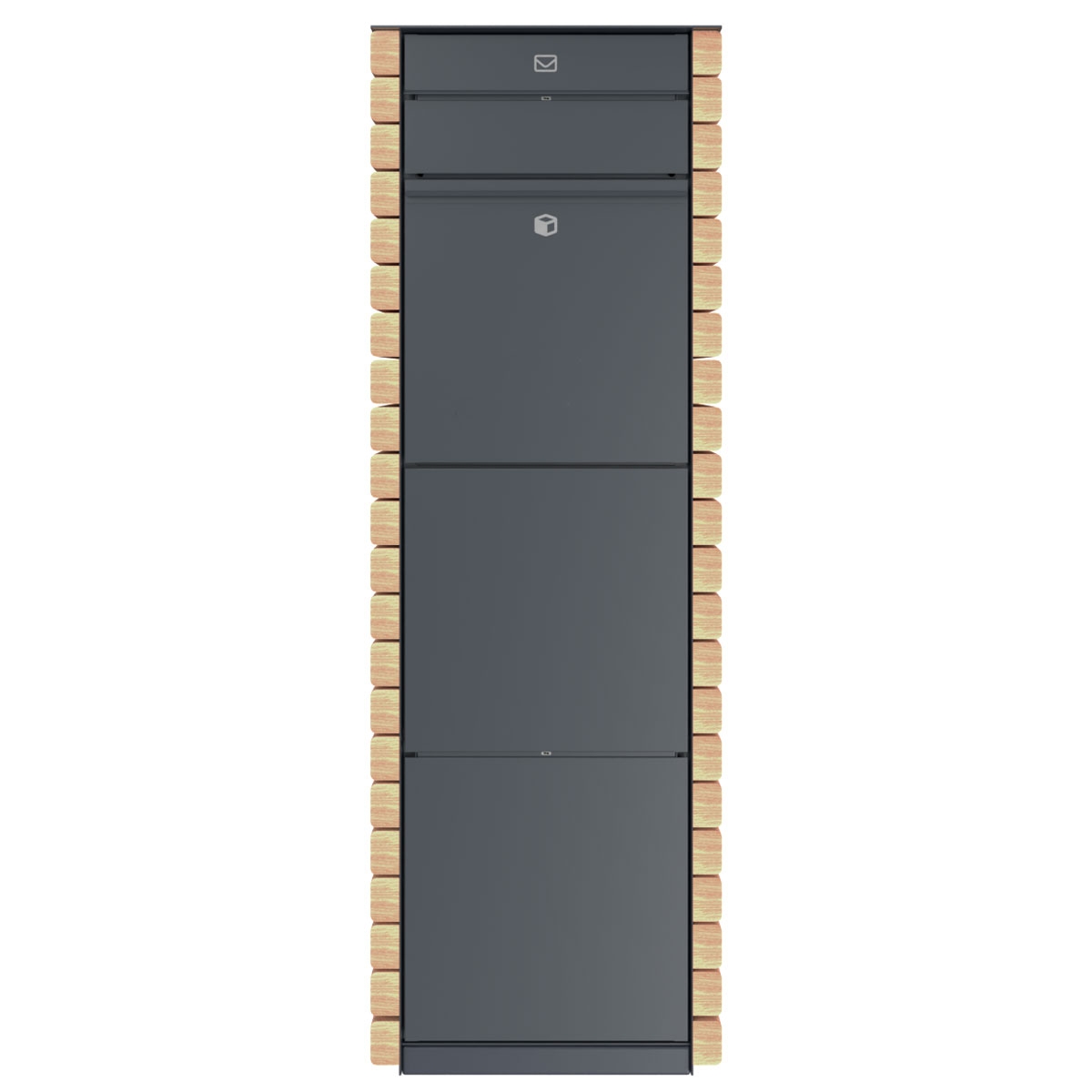 Design parcel box GOETHE with 1 letterbox - lock system - Edition Nature with Douglas fir oiled - RAL of your choice