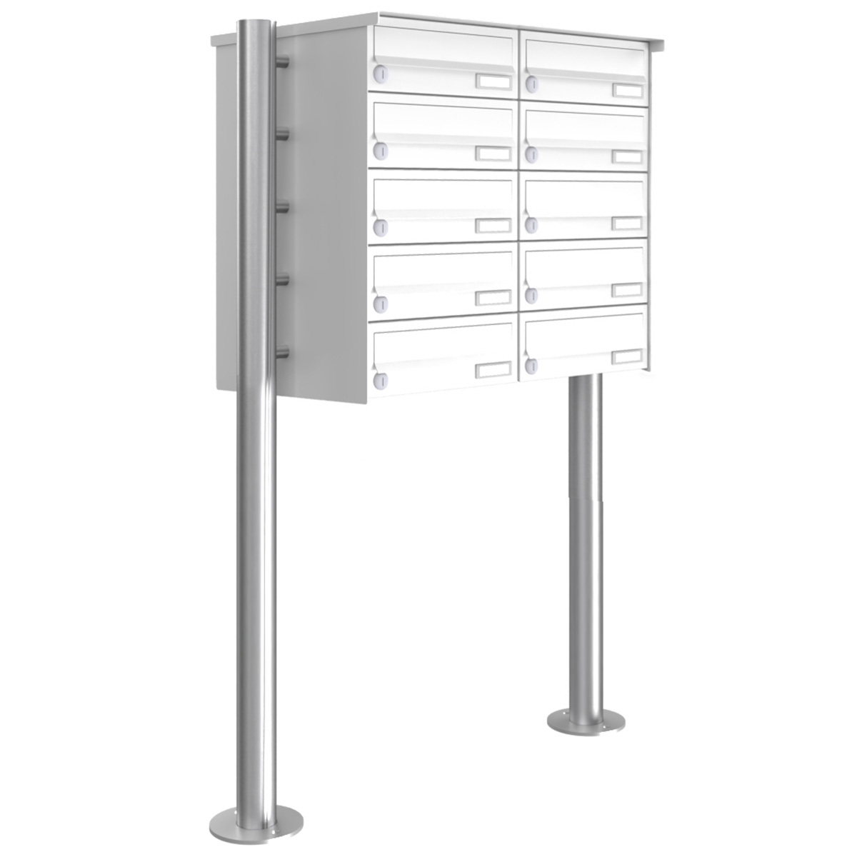 10x5x2 free-standing letterbox system Design BASIC 385-9016 ST-R - RAL 9016 traffic white
