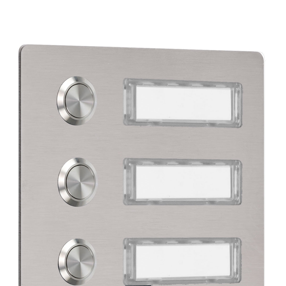 92882ecc391b4db39b4012d2ea8865f548261f75 Edelstahl Klingelplatte 150x155 BASIC 422 mit Namensschild - 4 Parteien
