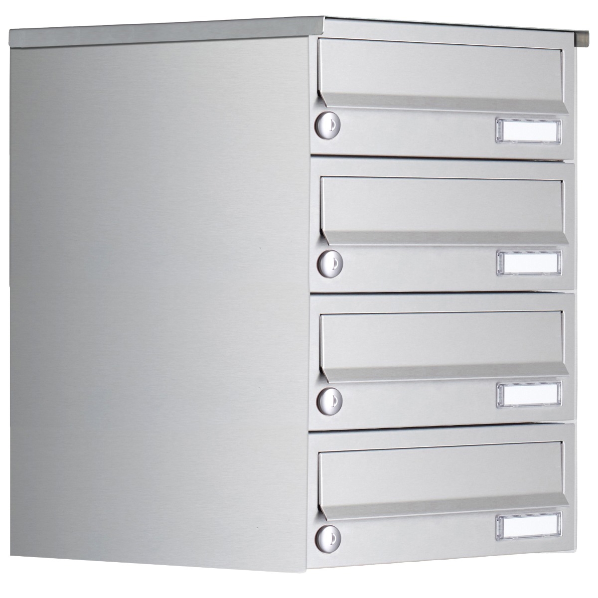 4er Aufputz Briefkastenanlage Design BASIC 385A- VA AP - Edelstahl V2A, geschliffen