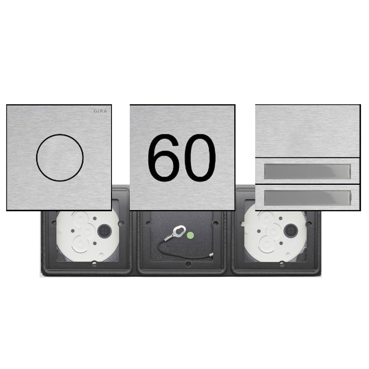 6da272e978c4f5c749e7ebb082a9ed0f2b101a80 Set of 3 GIRA System 106 - Stainless steel V2A - Intercom with 2x bell push-buttons