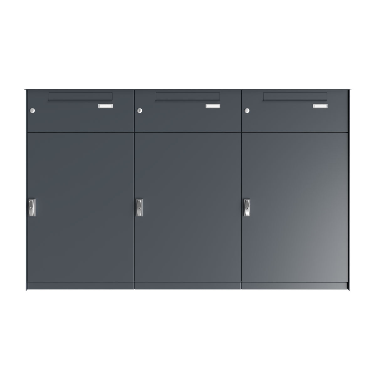 3er XXL parcel locker system BASIC Plus 863X STL with parcel locker 550x770 and letterbox 550x220 - colour of your choice
