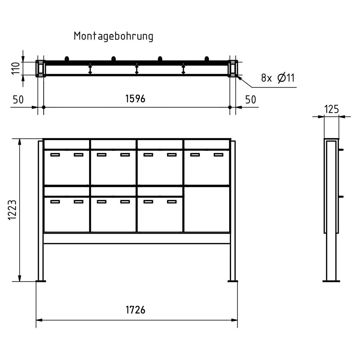 7-unit 4x2 design pedestal letterbox GOETHE ST-Q - RAL of your choice 7-unit 4x2 design pedestal letterbox GOETHE ST-Q - RAL of your choice