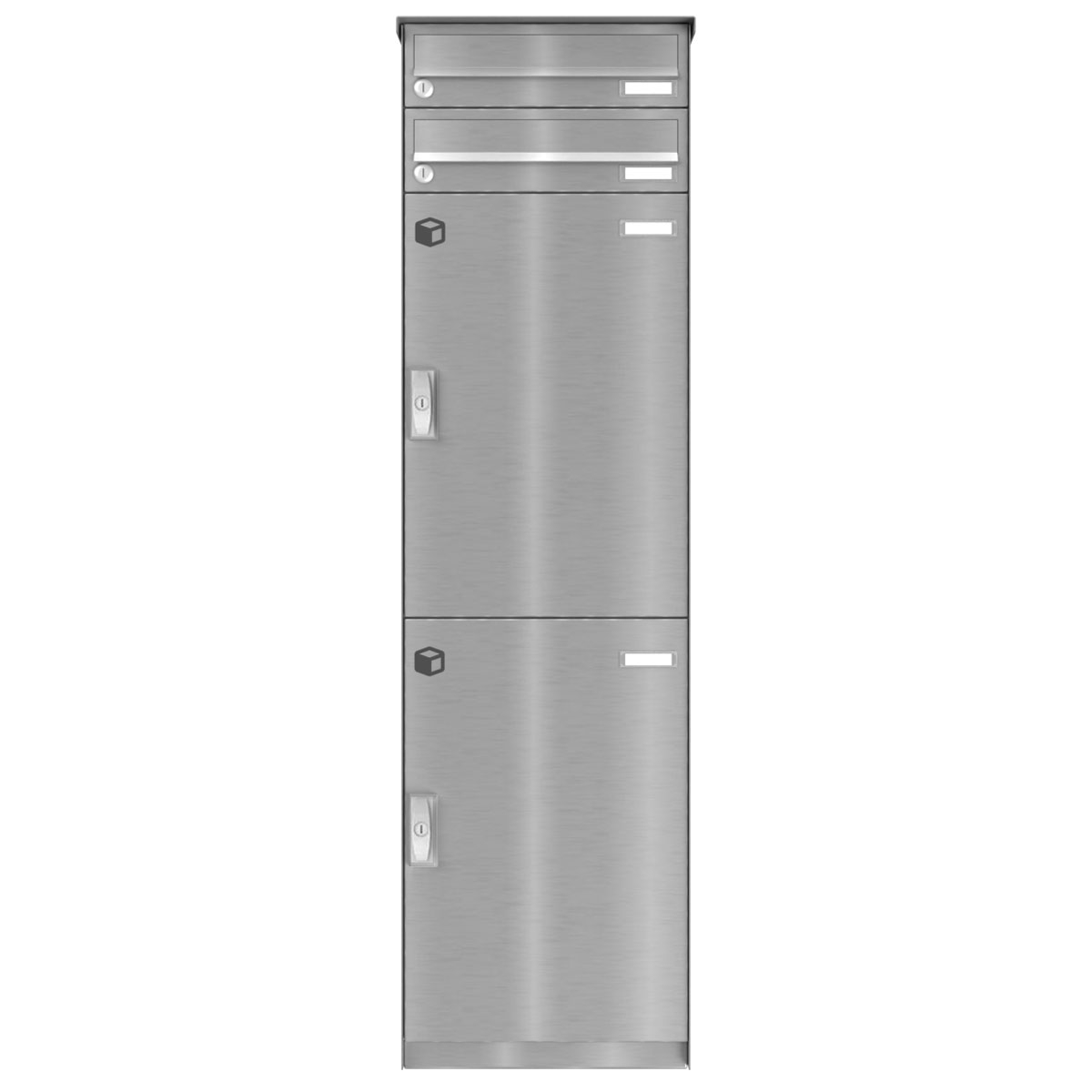 2er Paketfachanlage BASIC Plus 863X STL mit Paketfach 370x550 und Briefkasten 370x110 - Edelstahl geschliffen