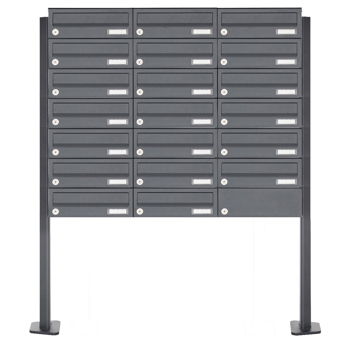 20er Briefkastenanlage freistehend Design BASIC 385P-7016 ST-T - RAL 7016 anthrazitgrau 20er Briefkastenanlage freistehend Design BASIC 385P-7016 ST-T - RAL 7016 anthrazitgrau