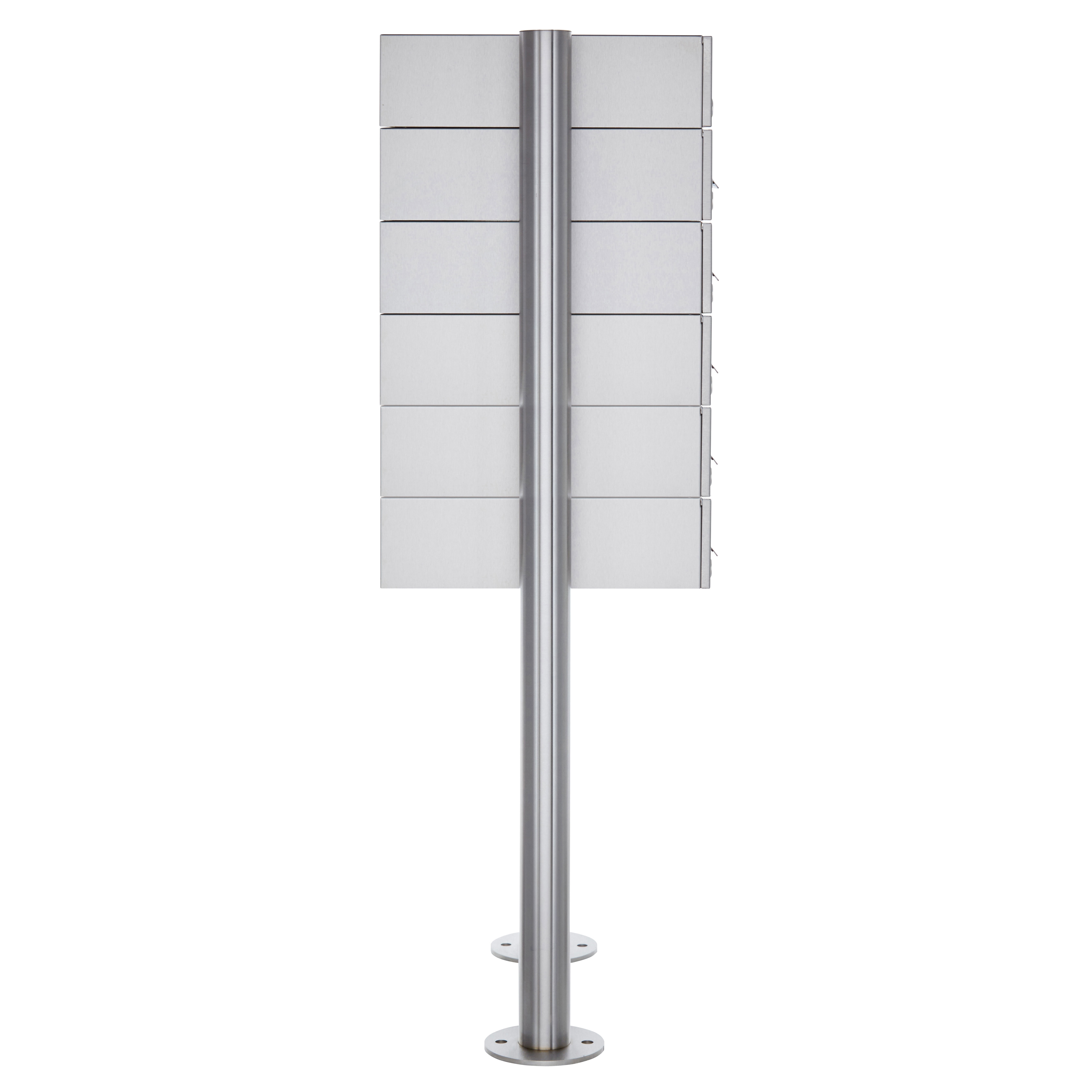 12 system skrzynek na listy wolnostojący Design BASIC 385-VA ST-R - stal nierdzewna V2A, polerowana