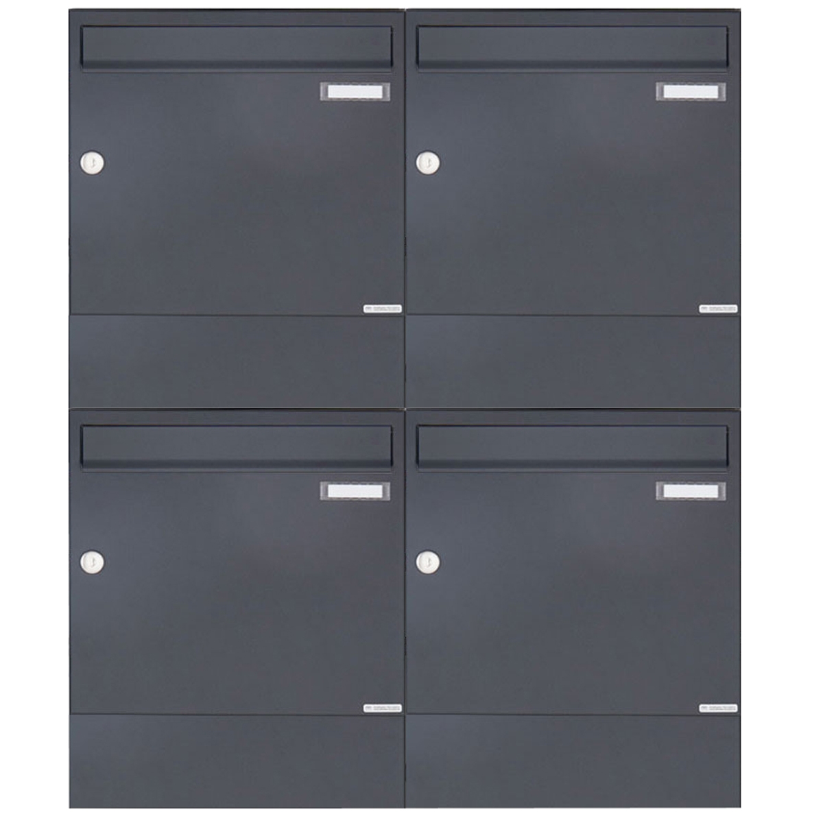 4er 2x2 surface-mounted letterbox BASIC 382A AP with newspaper compartment - RAL 7016 anthracite grey 4er 2x2 surface-mounted letterbox BASIC 382A AP with newspaper compartment - RAL 7016 anthracite grey