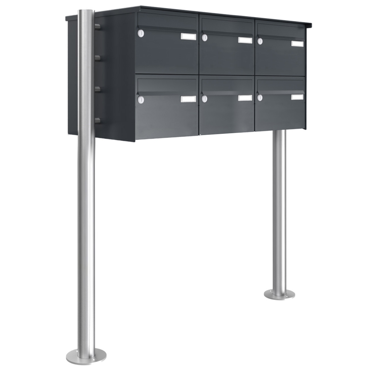 6er 2x3 Briefkastenanlage freistehend Design BASIC 385220 7016 ST-R - RAL 7016 anthrazitgrau