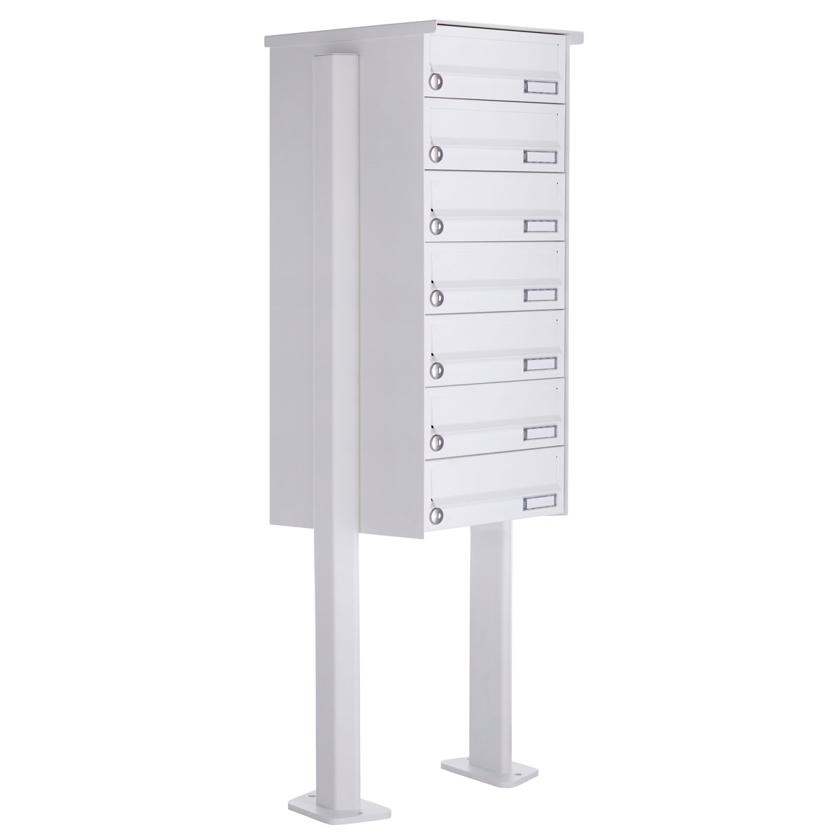 7er Standbriefkasten Design BASIC 385P-9016 ST-T - RAL 9016 verkehrsweiß