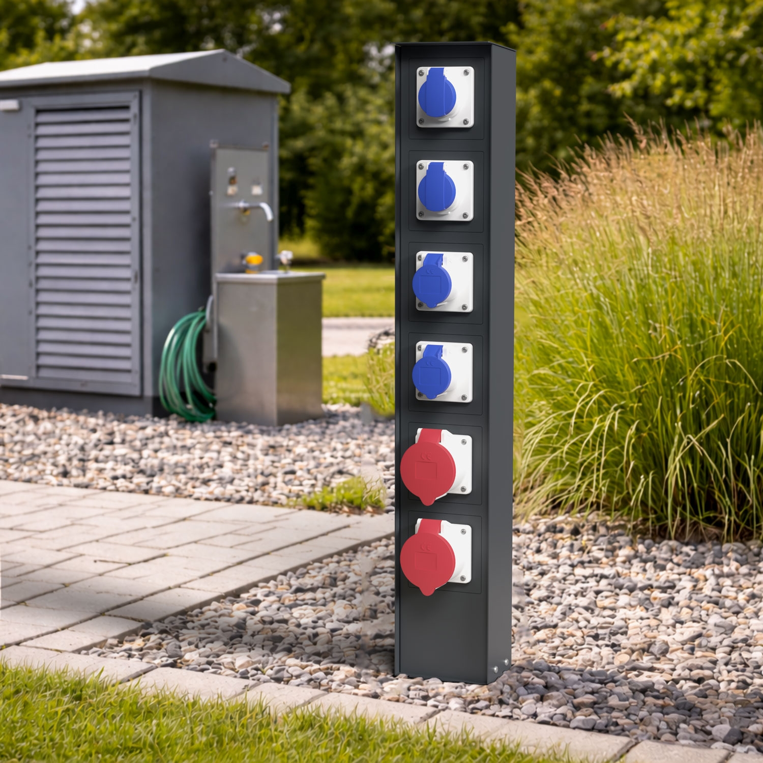 Modular socket outlet pillar ORDO for free-standing installation - 811 mm - RAL 7016 anthracite grey