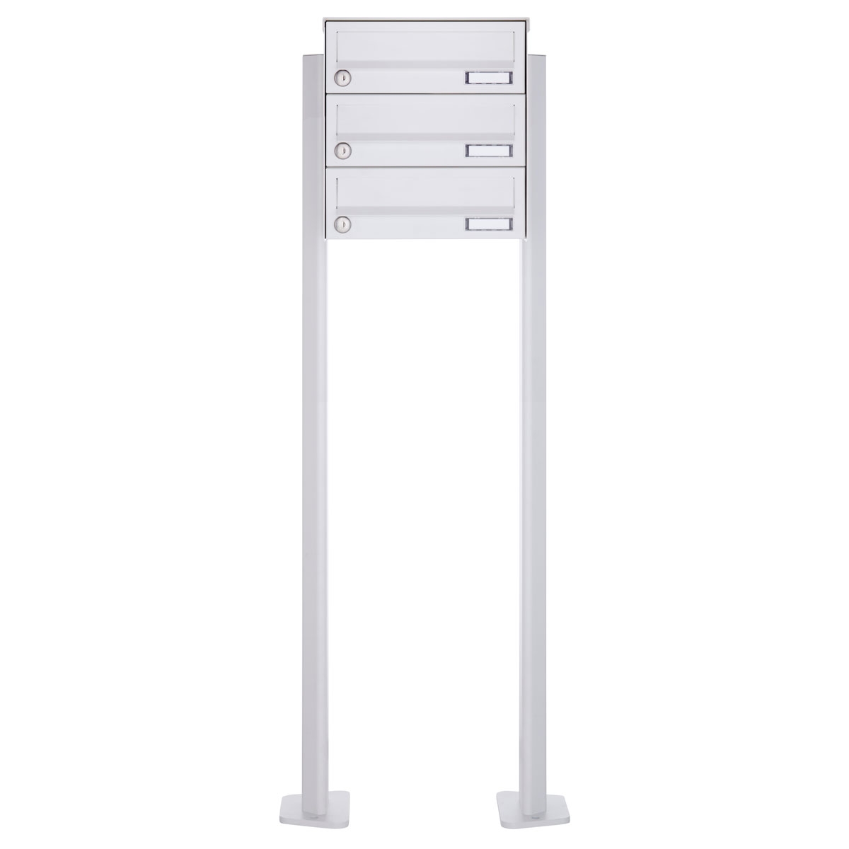 3er Standbriefkasten Design BASIC 385P-9016 ST-T - RAL 9016 verkehrsweiß