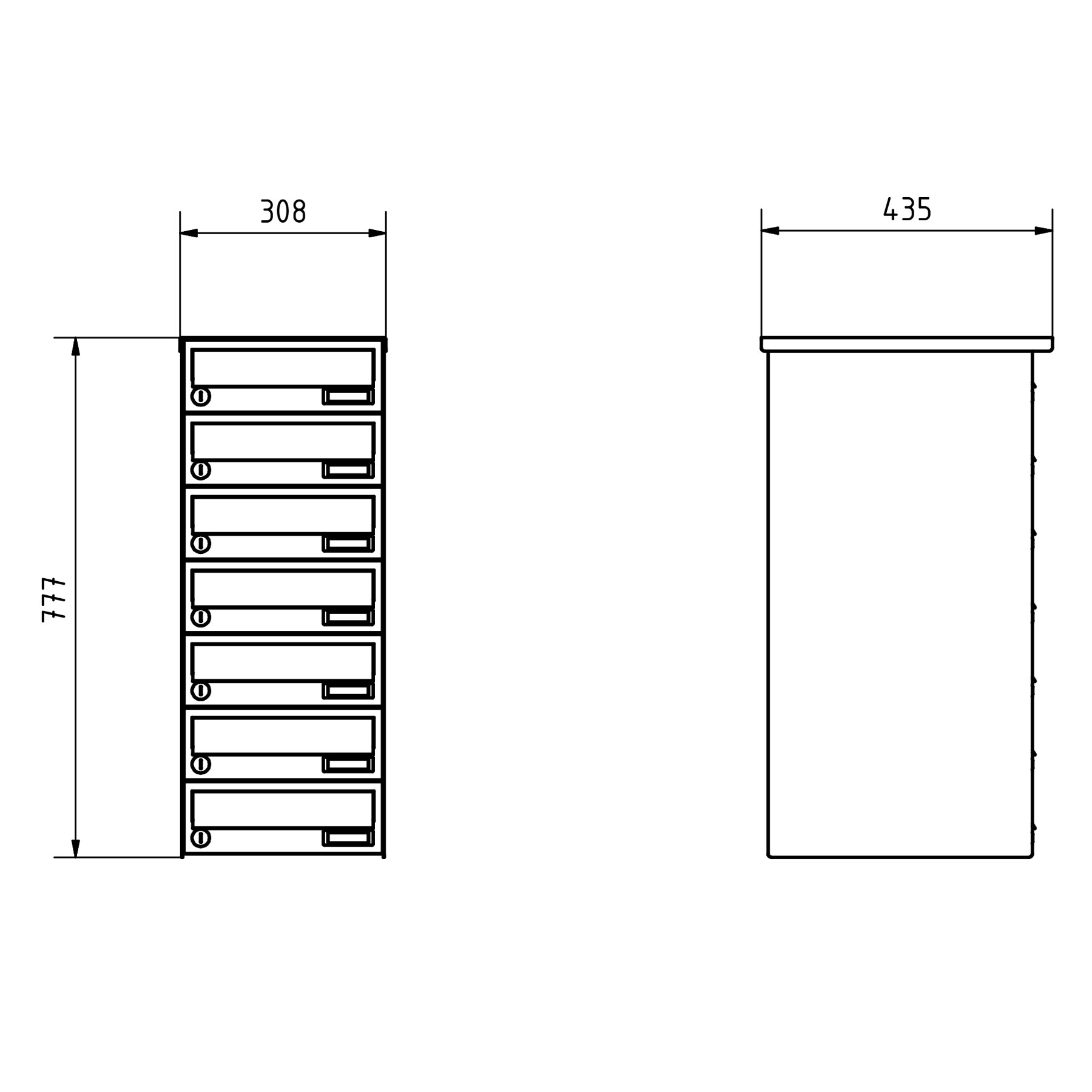 5-piece surface-mounted letterbox system Design BASIC 385A AP with bell box - stainless steel RAL 7016 anthracite 5-piece surface-mounted letterbox system Design BASIC 385A AP with bell box - stainless steel RAL 7016 anthracite