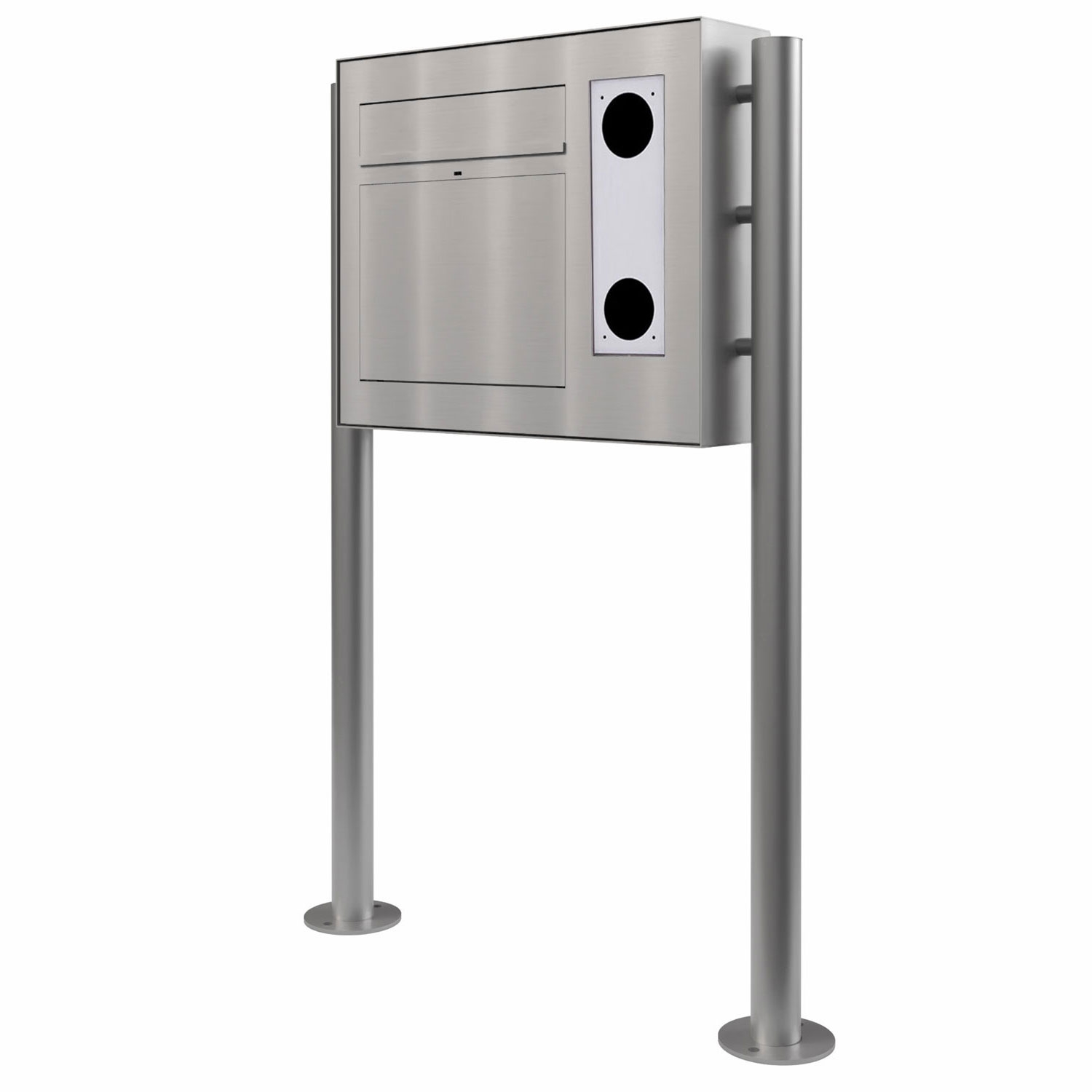 Design Standbriefkasten GRIMM ST-R - Edelstahl geschliffen - GIRA System 106 - 3-fach vorbereitet rechts