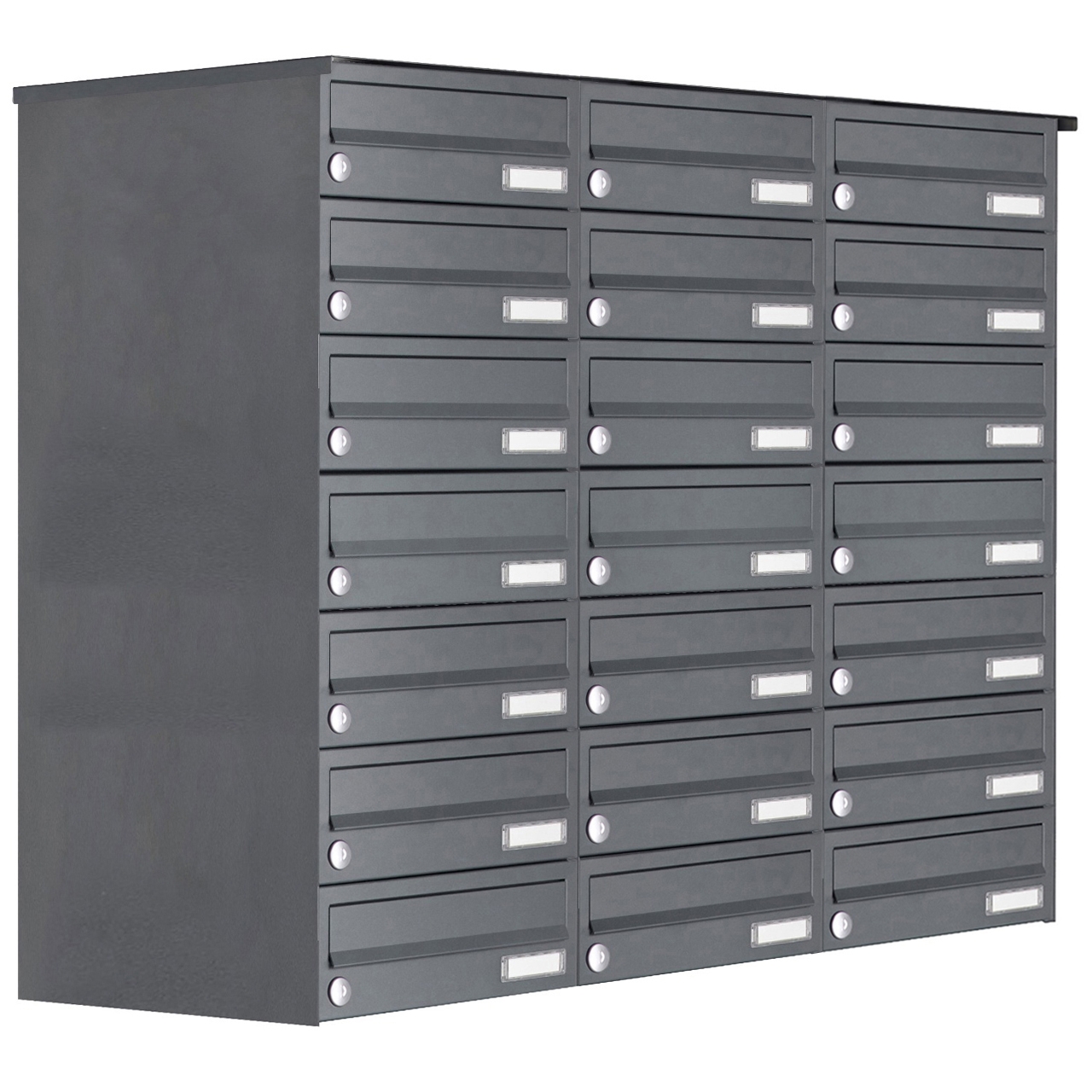 21er 7x3 Edelstahl Aufputz Briefkastenanlage Design BASIC Plus 385XA AP - RAL nach Wahl 21er 7x3 Edelstahl Aufputz Briefkastenanlage Design BASIC Plus 385XA AP - RAL nach Wahl