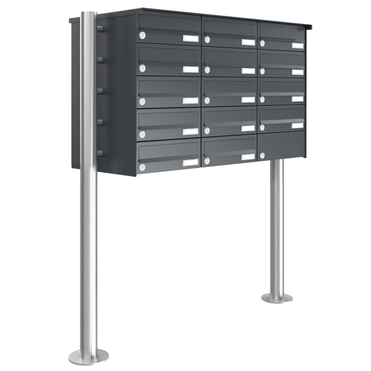 14 5x3 letterbox system free-standing Design BASIC 385 ST-R - RAL 7016 anthracite grey