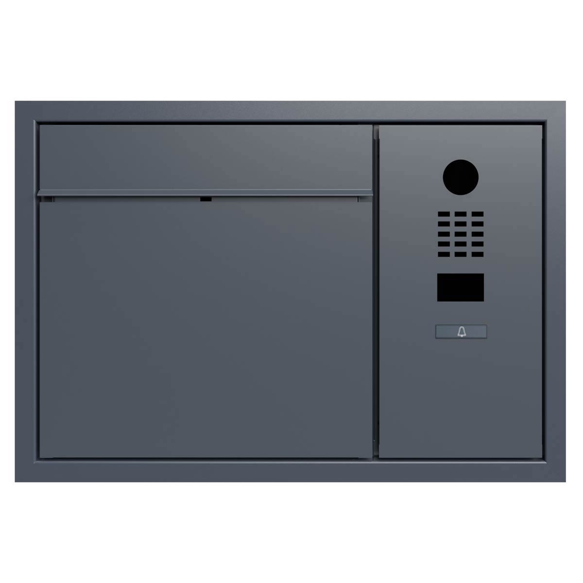 Design flush-mounted letterbox GOETHE UP with DoorBird video intercom - RAL of your choice Design flush-mounted letterbox GOETHE UP with DoorBird video intercom - RAL of your choice