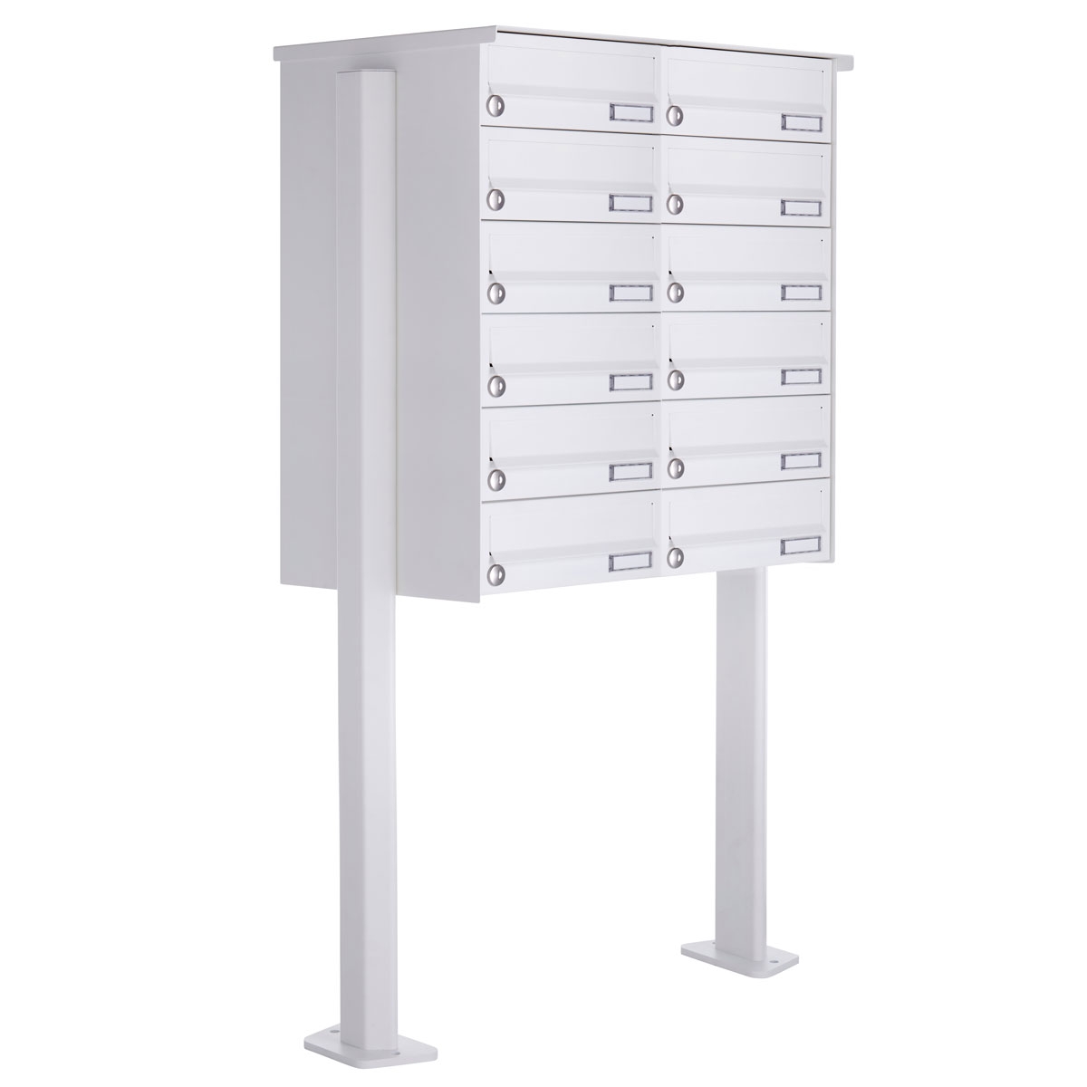 12er 6x2 Standbriefkasten Design BASIC 385P-9016 ST-T - RAL 9016 verkehrsweiß