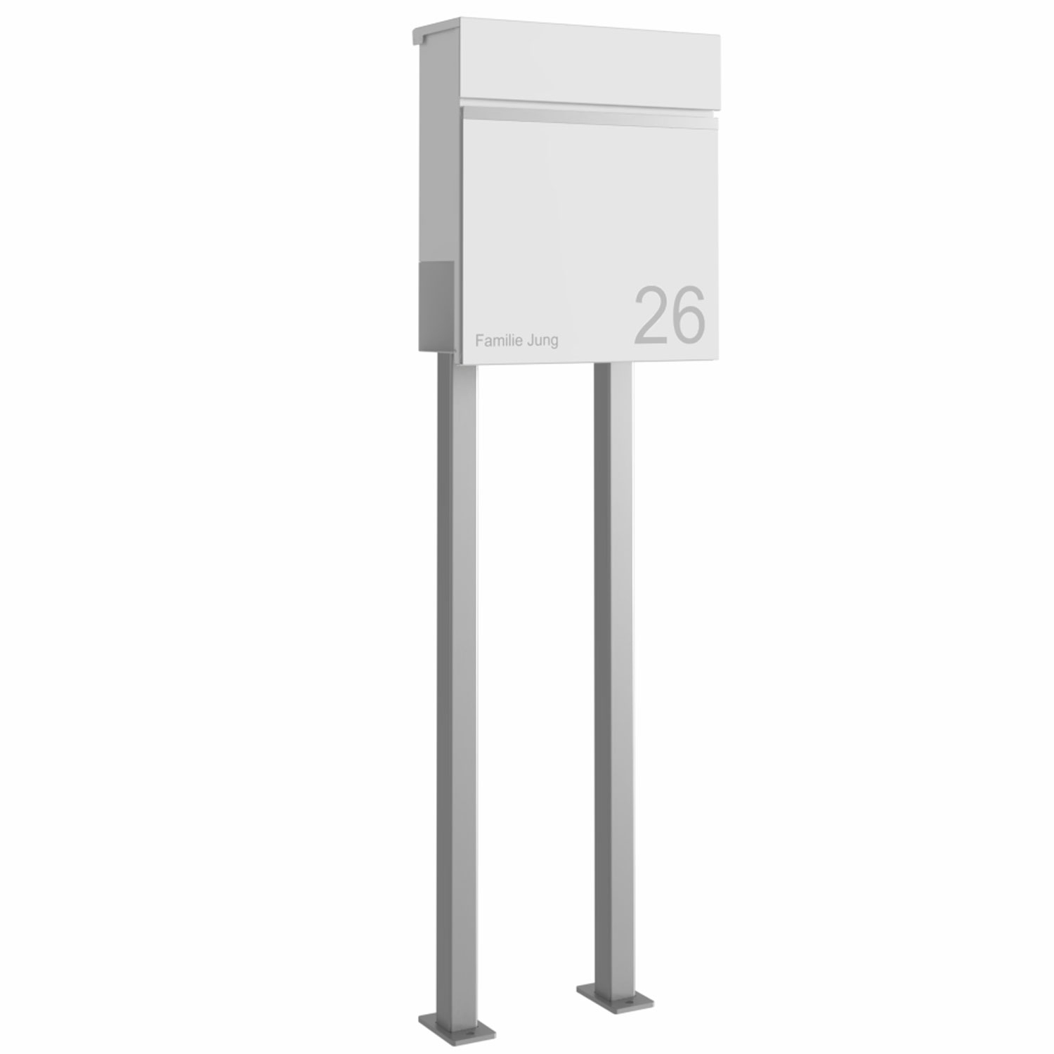 Staande brievenbus KANT Edition met krantenvak - design 3 - RAL 9016 verkeerswit