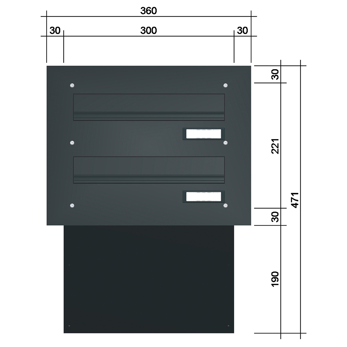 Boîte aux lettres murale BASIC 622 peinte par poudrage - 2 parties Boîte aux lettres murale BASIC 622 peinte par poudrage - 2 parties