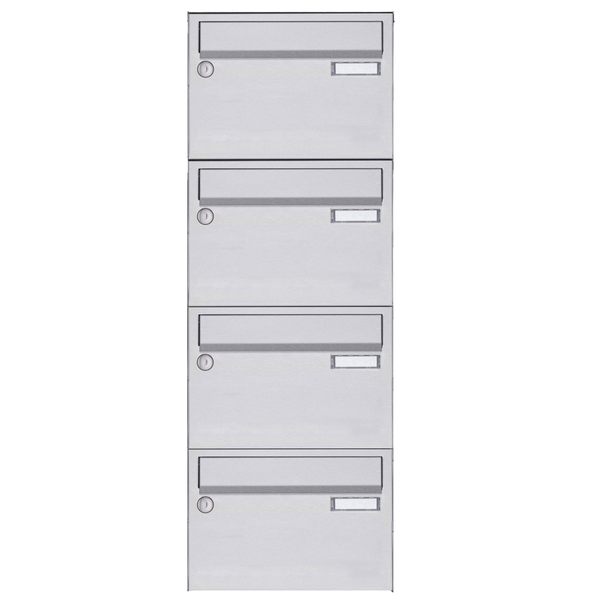 4-piece stainless steel surface-mounted letterbox system Design BASIC 385 A 220 - polished V2A stainless steel 4-piece stainless steel surface-mounted letterbox system Design BASIC 385 A 220 - polished V2A stainless steel