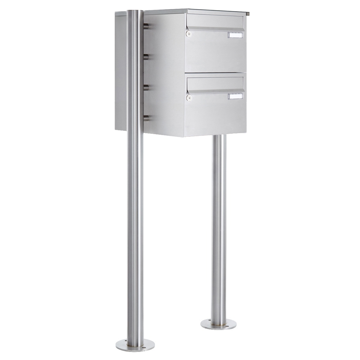 2er Edelstahl Standbriefkasten Design BASIC Plus 385 220 X ST R - Edelstahl V2A 2er Edelstahl Standbriefkasten Design BASIC Plus 385 220 X ST R - Edelstahl V2A