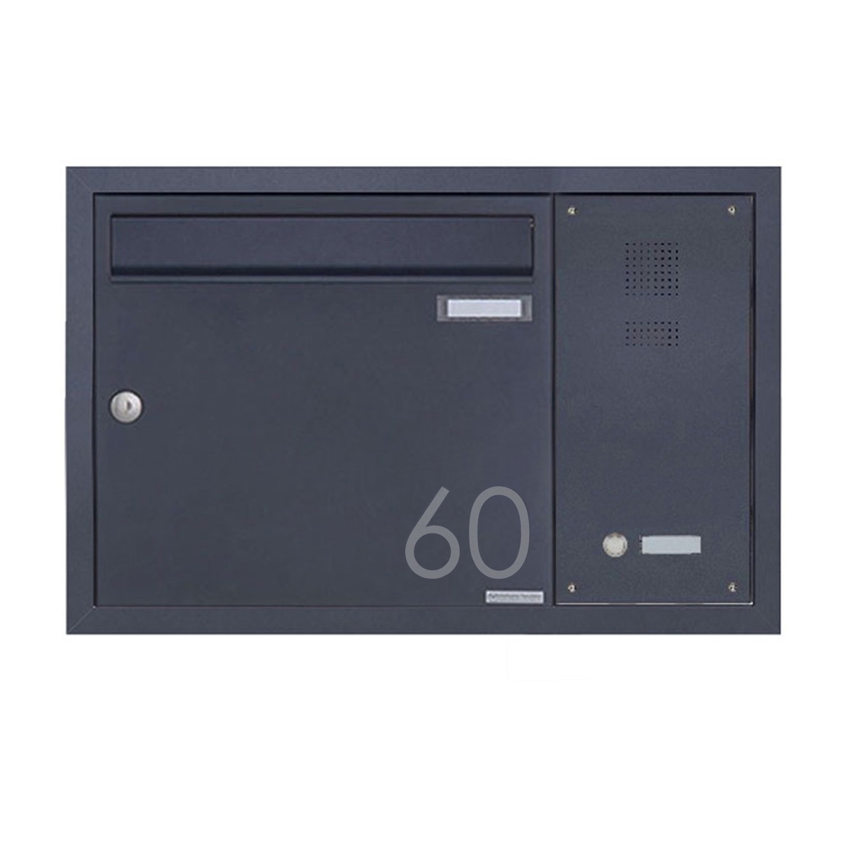 Edelstahl Unterputzbriefkasten BASIC Plus 382XU UP mit Klingelkasten seitlich - RAL Edelstahl Unterputzbriefkasten BASIC Plus 382XU UP mit Klingelkasten seitlich - RAL
