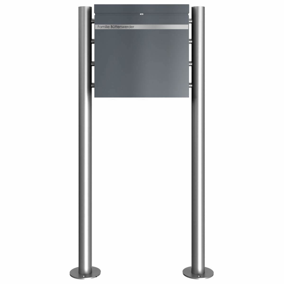 aceafce84d5405f5837892354e4d98aec4154232 BRENTANO® ST-R buzón de diseño con pedestal - diseño Elegance 3 - gris antracita RAL 7016