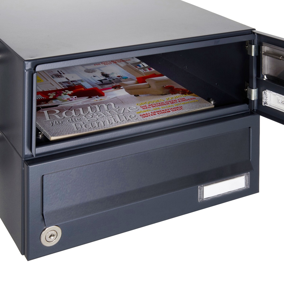 3-post free-standing letterbox system Design BASIC 385P-7016 ST-T - RAL 7016 anthracite grey 3-post free-standing letterbox system Design BASIC 385P-7016 ST-T - RAL 7016 anthracite grey