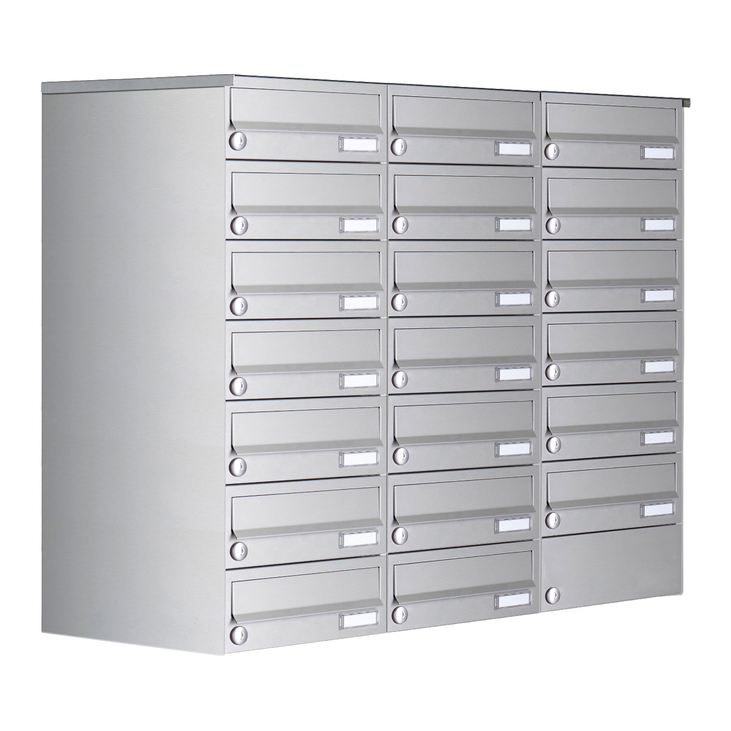 20er 7x3 Aufputz Briefkastenanlage Design BASIC 385A- VA AP - Edelstahl V2A, geschliffen