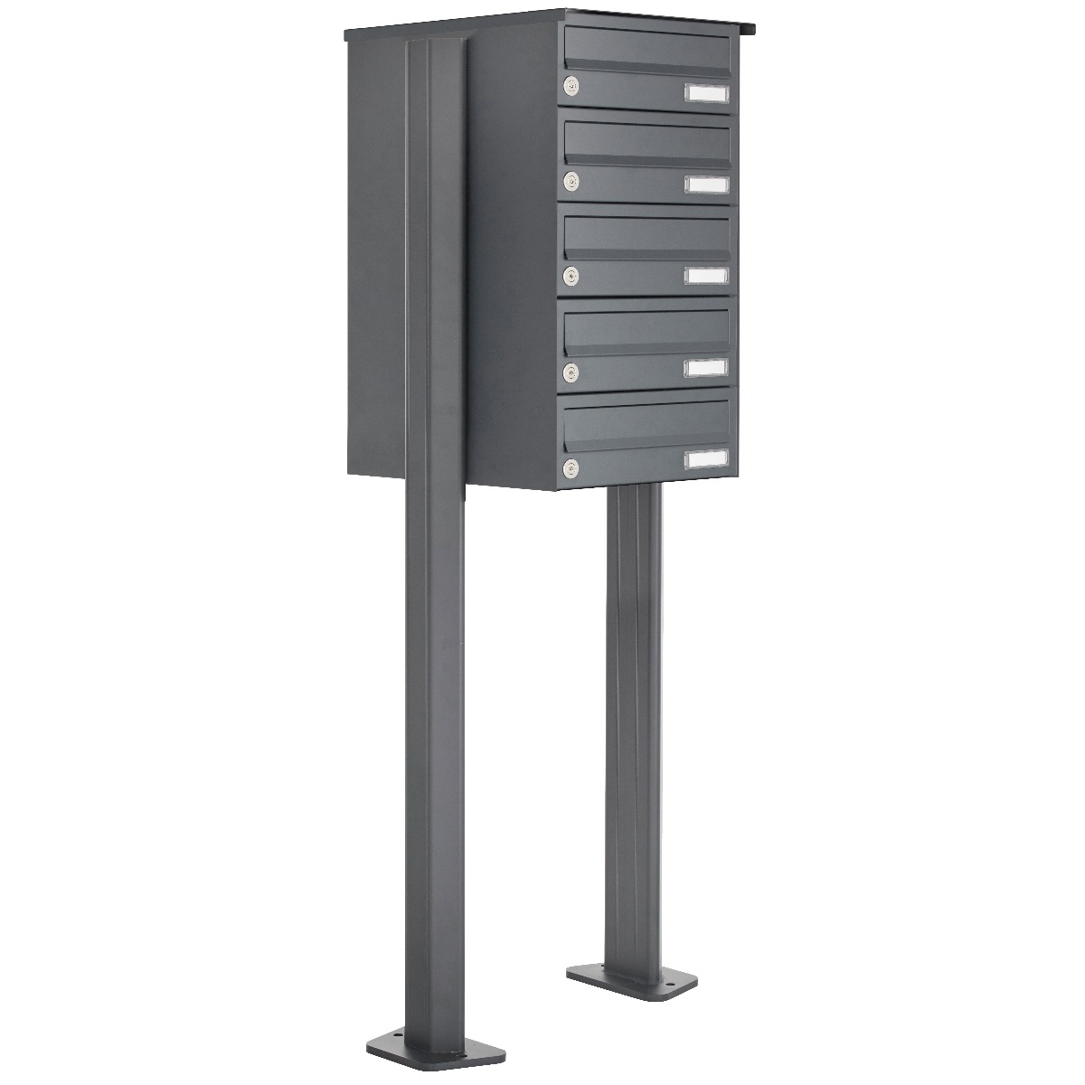 5er Edelstahl Briefkastenanlage freistehend Design BASIC Plus 385XP ST-T - RAL nach Wahl 5er Edelstahl Briefkastenanlage freistehend Design BASIC Plus 385XP ST-T - RAL nach Wahl