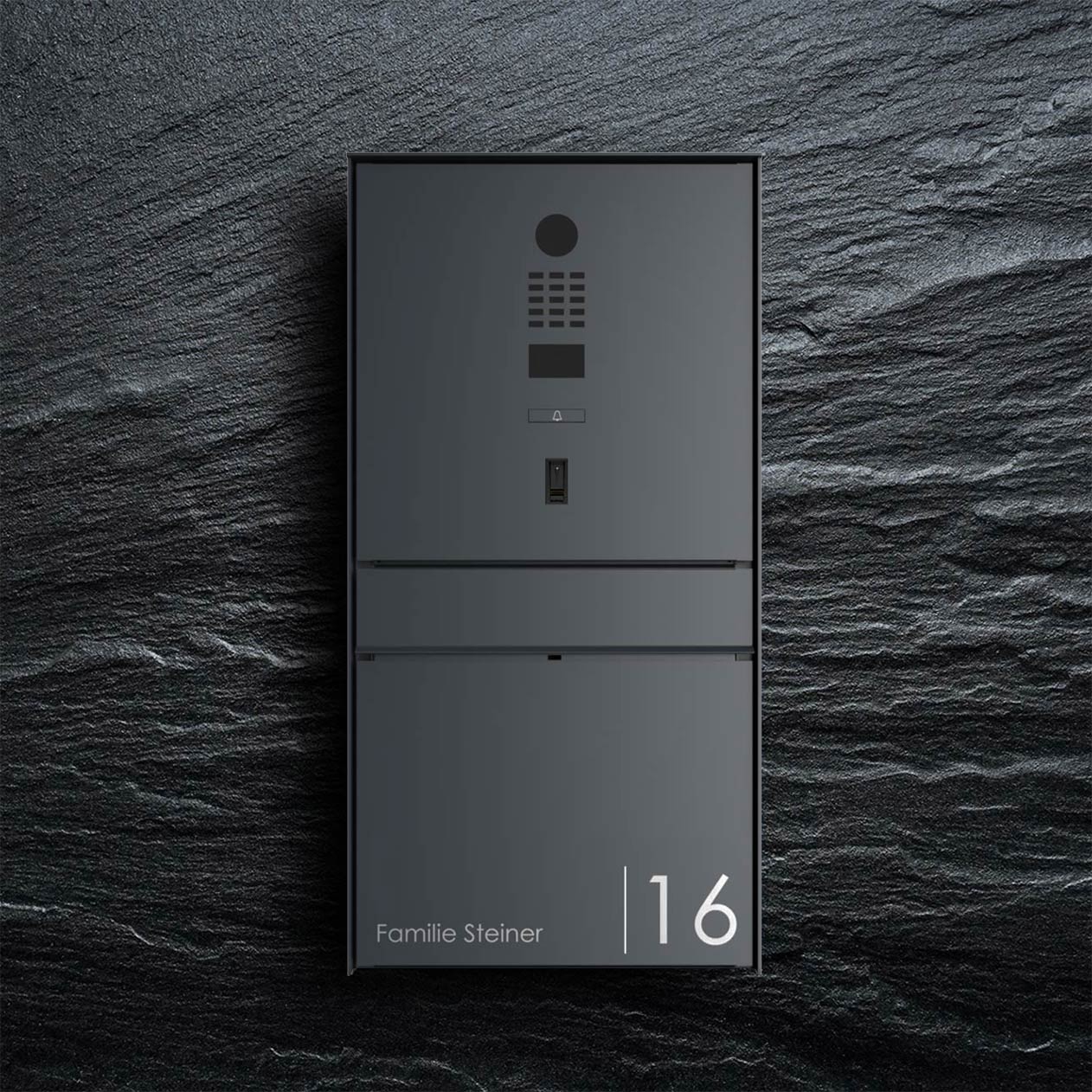 Design surface-mounted letterbox GOETHE AP - RAL of your choice - DoorBird video intercom system Design surface-mounted letterbox GOETHE AP - RAL of your choice - DoorBird video intercom system