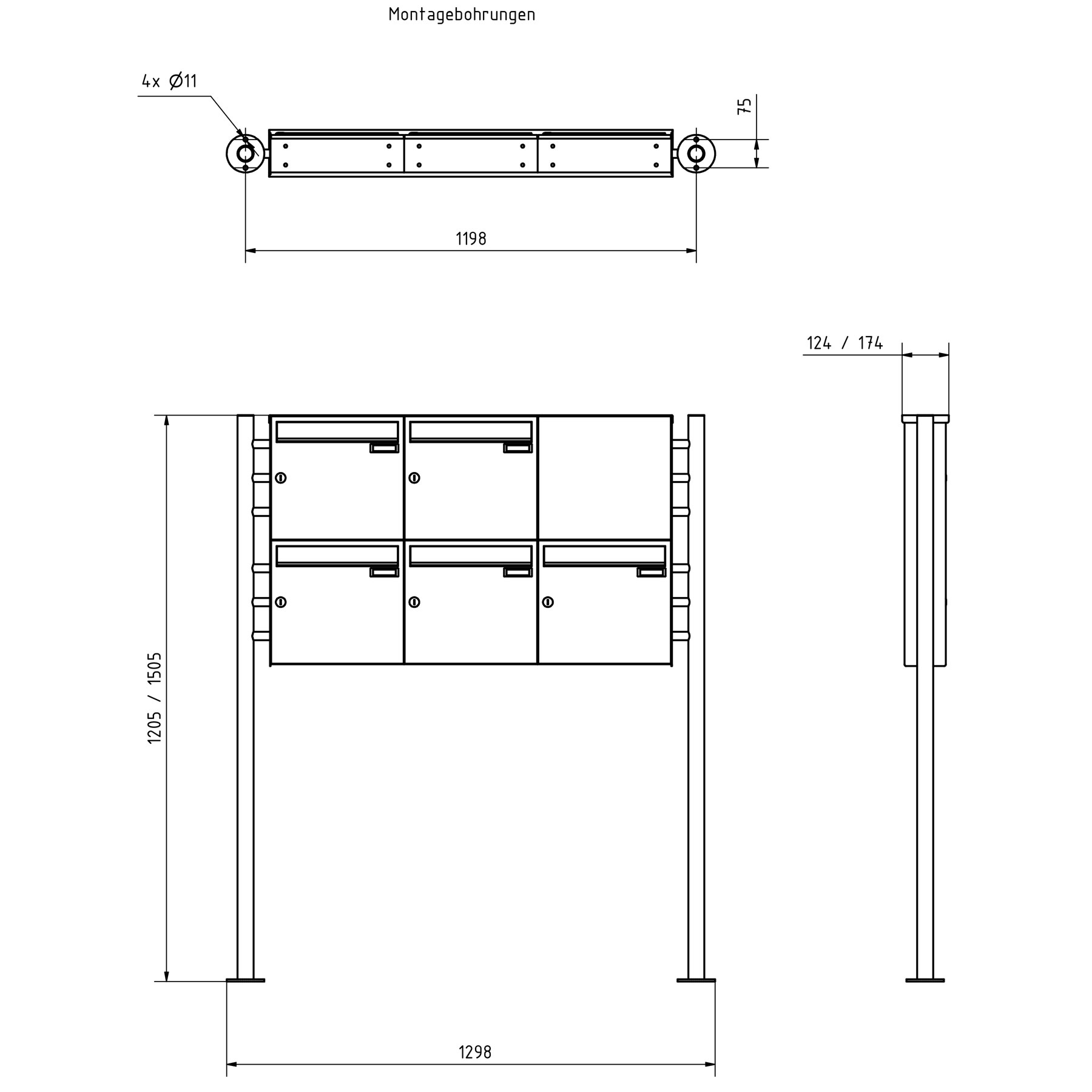 5er Edelstahl Standbriefkasten Design BASIC Plus 381X ST-R  mit Klingelkasten - RAL nach Wahl 5er Edelstahl Standbriefkasten Design BASIC Plus 381X ST-R  mit Klingelkasten - RAL nach Wahl