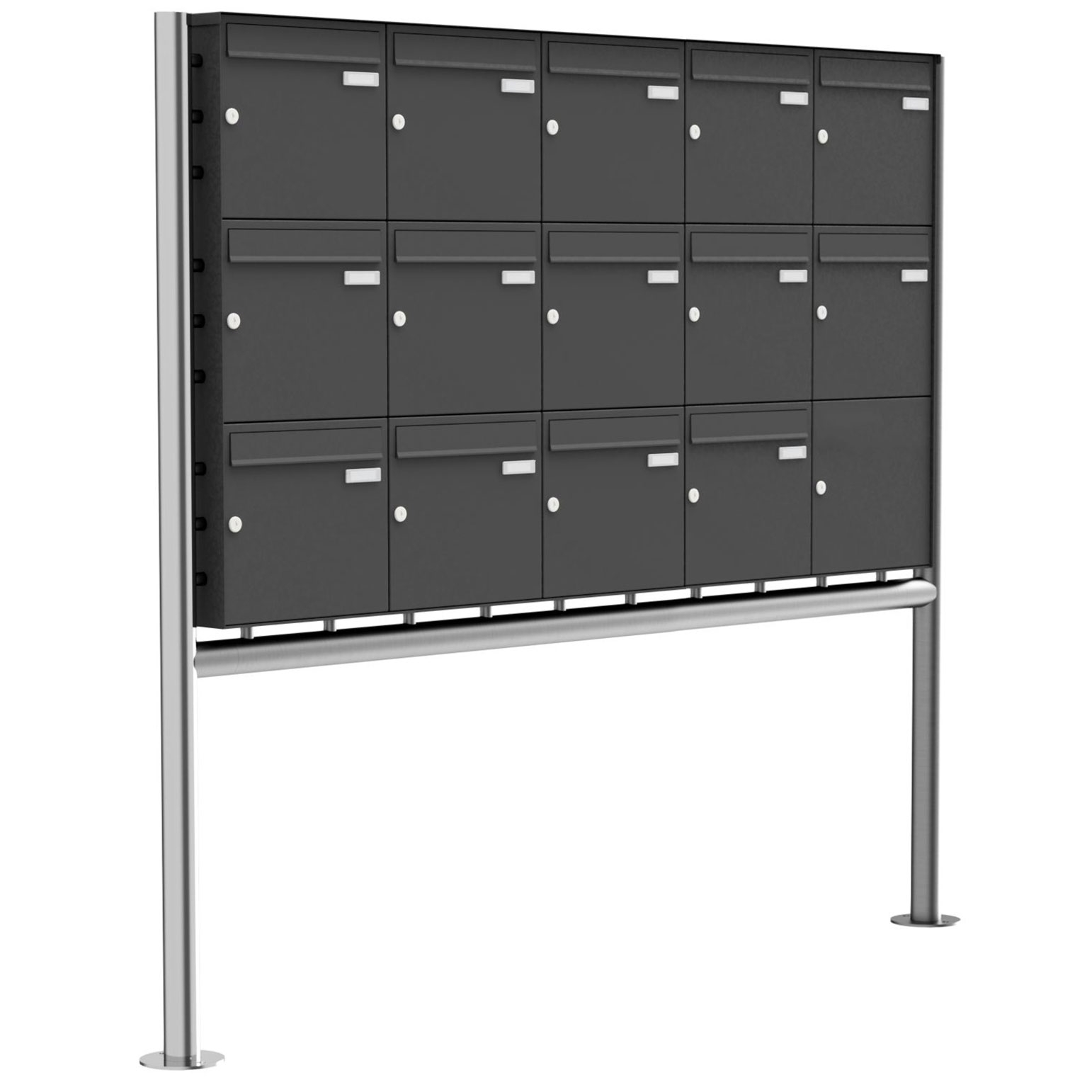 14er 3x5 Edelstahl Standbriefkasten Design BASIC Plus 381X ST-R - RAL nach Wahl