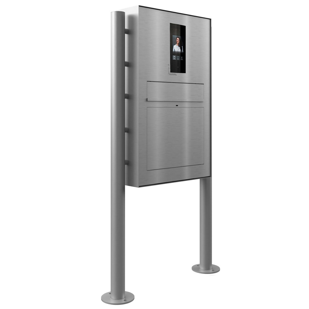 Design Standbriefkasten GRIMM - Edelstahl geschliffen mit Ekinex Dico IP-Videosprechanlage