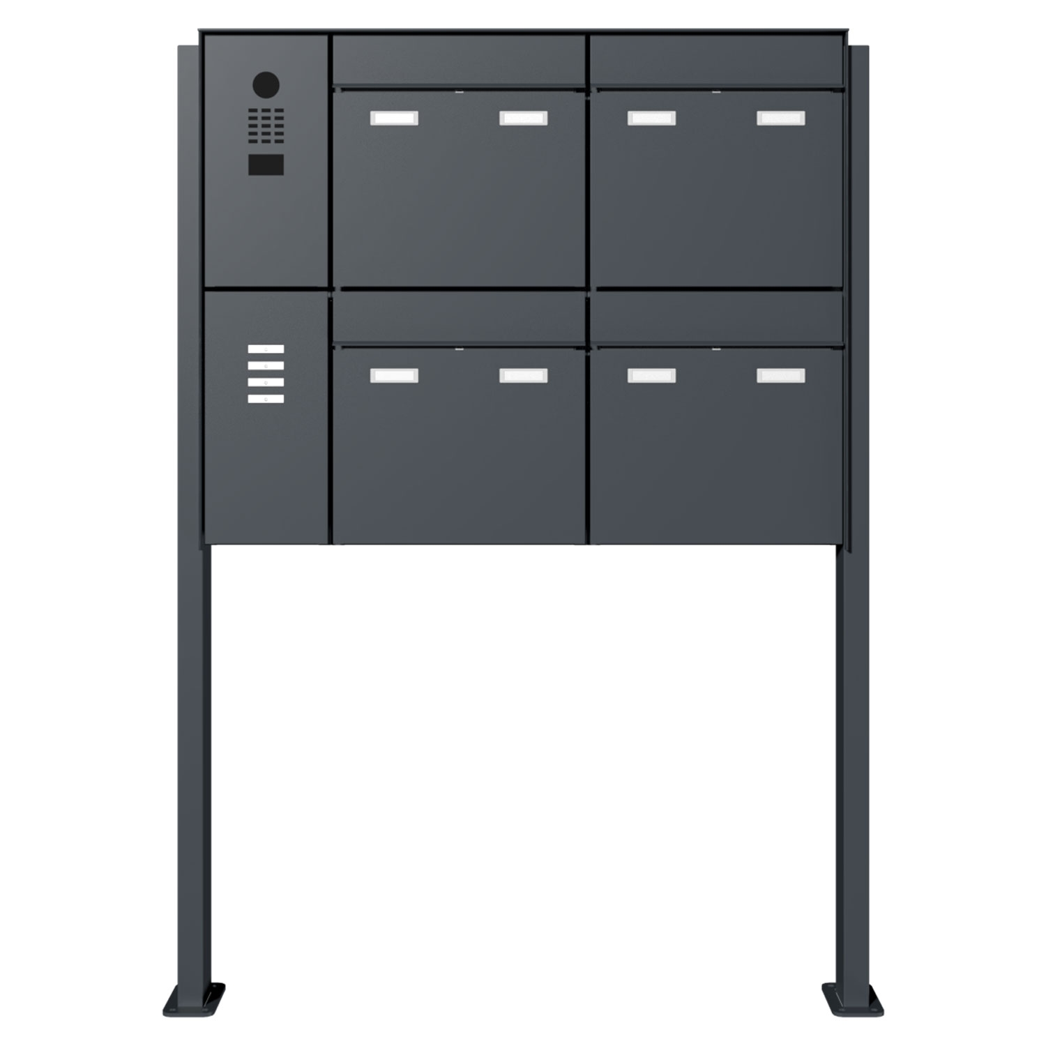 4-delige design brievenbuszuil GOETHE ST-Q links met DoorBird video intercom - RAL naar keuze