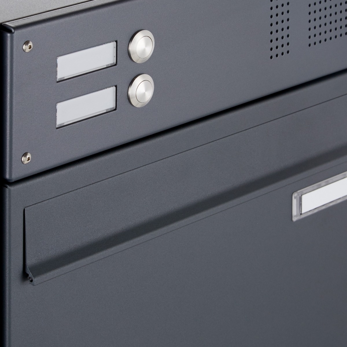 6-piece stainless steel surface-mounted letterbox design BASIC Plus 382XA AP with bell box - RAL of your choice