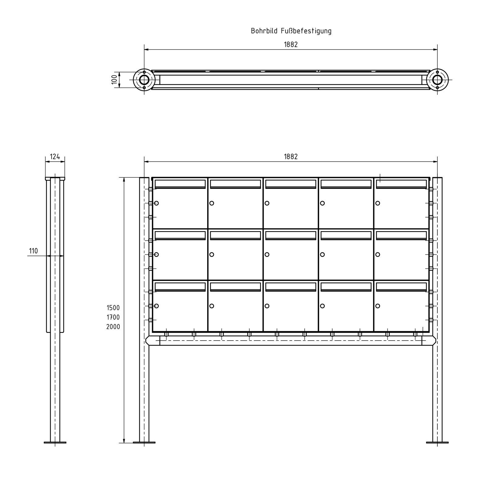 15er 3x5 Edelstahl Standbriefkasten Design BASIC Plus 381X ST-R - Edelstahl V2A geschliffen 15er 3x5 Edelstahl Standbriefkasten Design BASIC Plus 381X ST-R - Edelstahl V2A geschliffen
