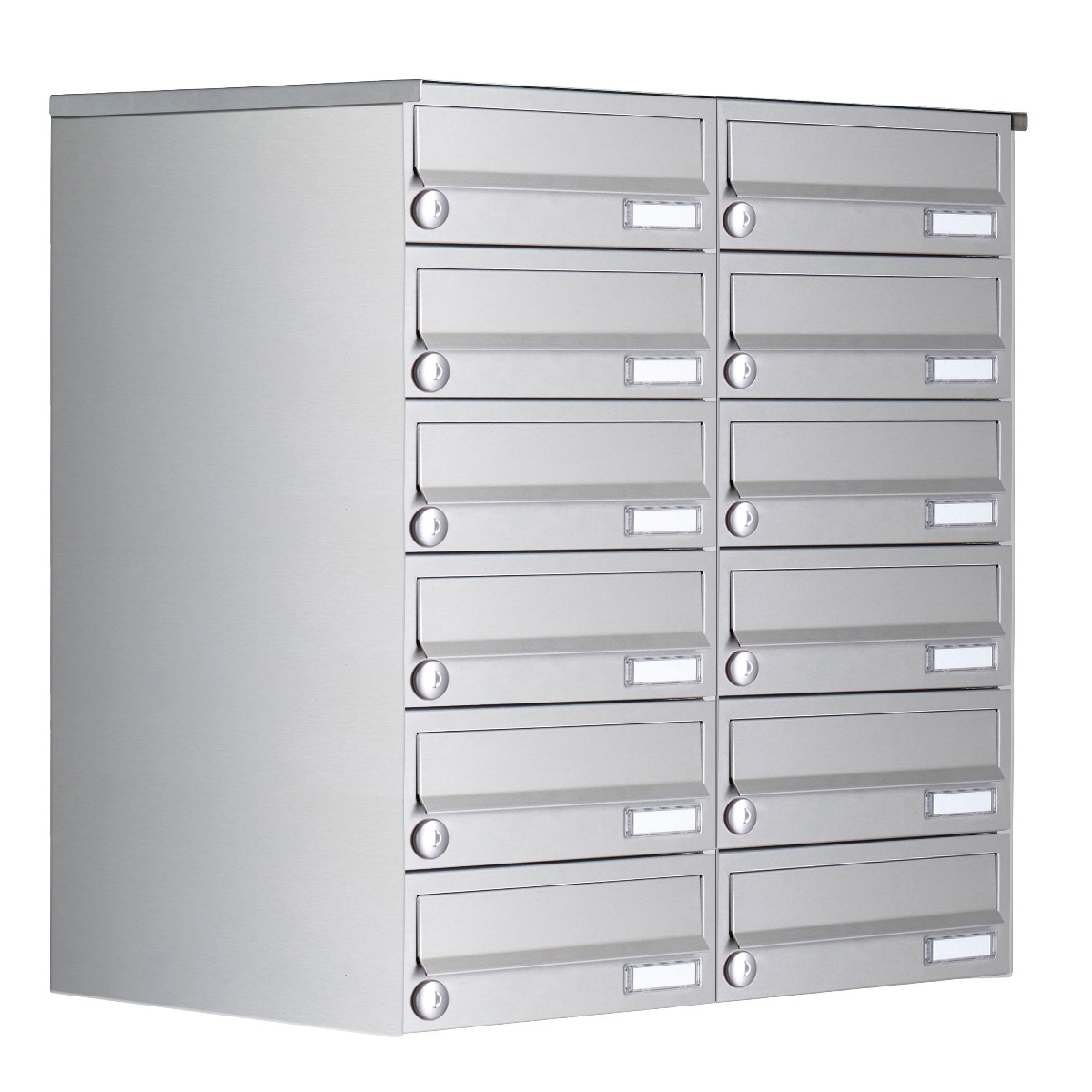 12er 6x2 Aufputz Briefkastenanlage Design BASIC 385A- VA AP - Edelstahl V2A, geschliffen