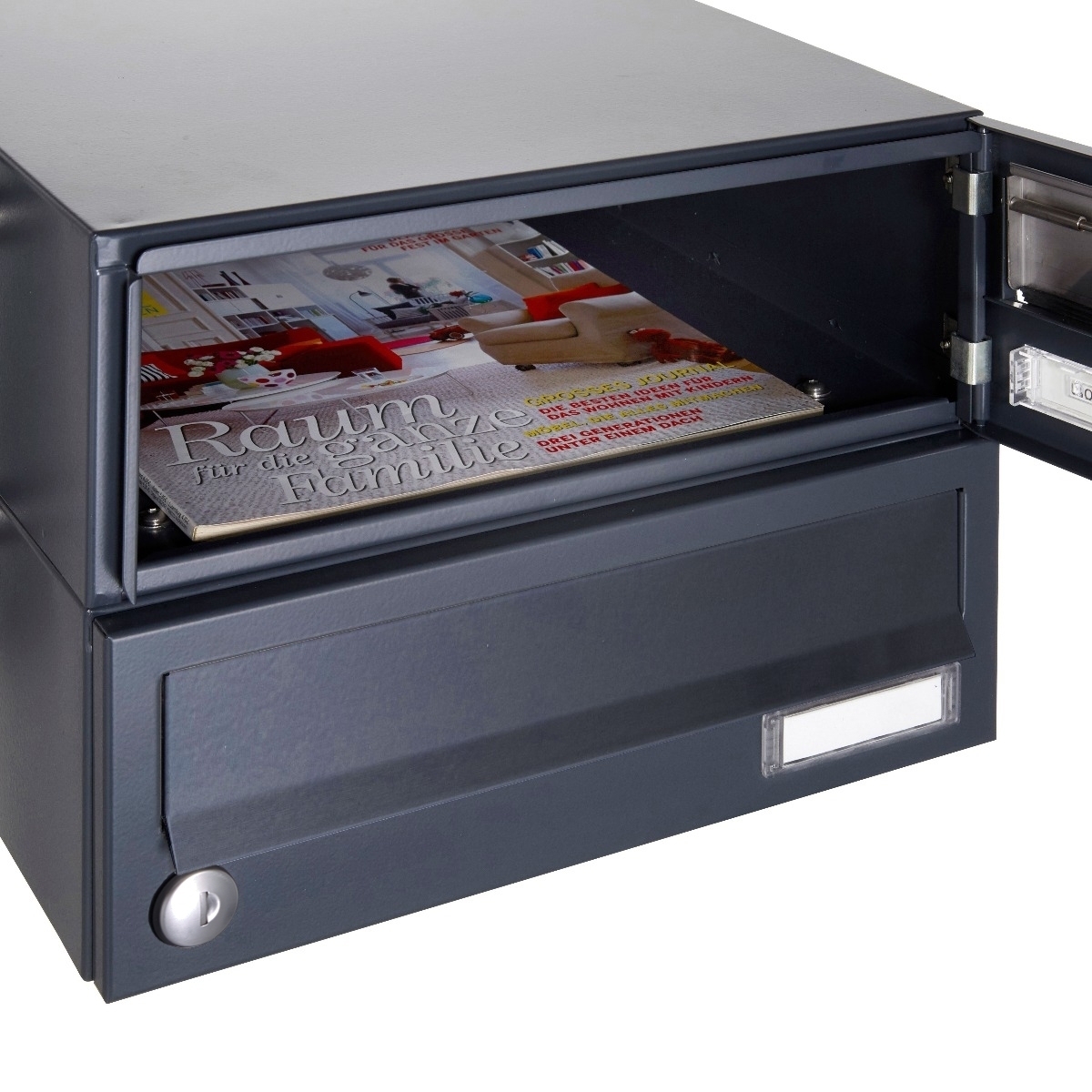 5er Edelstahl Briefkastenanlage Design BASIC Plus 385XW zur seitlichen Wandmontage - RAL nach Wahl