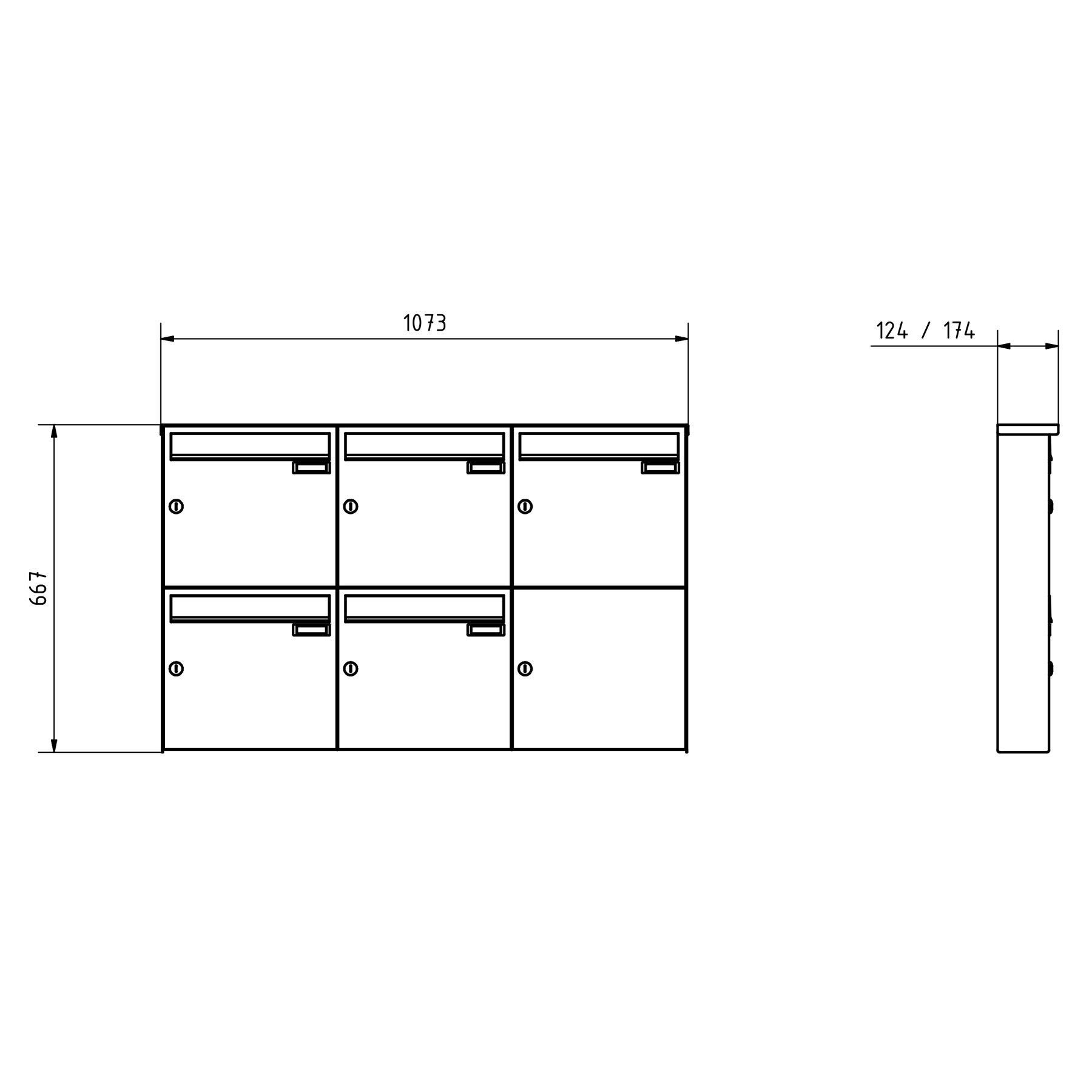 5er 3x2 Edelstahl Aufputz Briefkasten Design BASIC Plus 382XA AP - Edelstahl V2A geschliffen