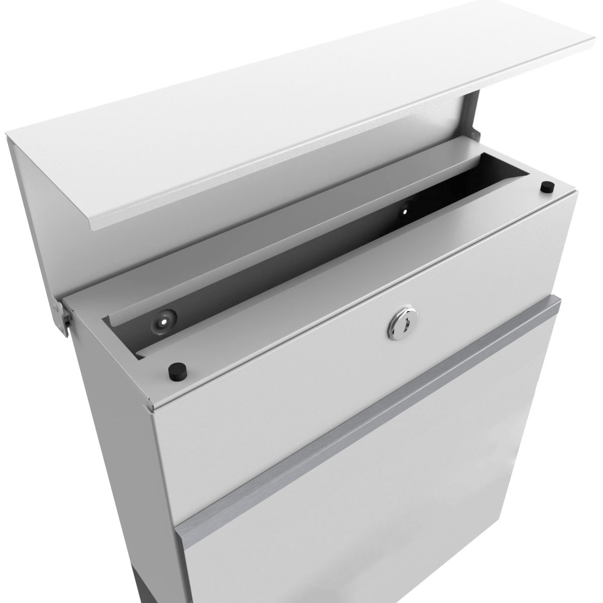 Staande brievenbus KANT Edition met krantenvak - design 3 - RAL 9016 verkeerswit