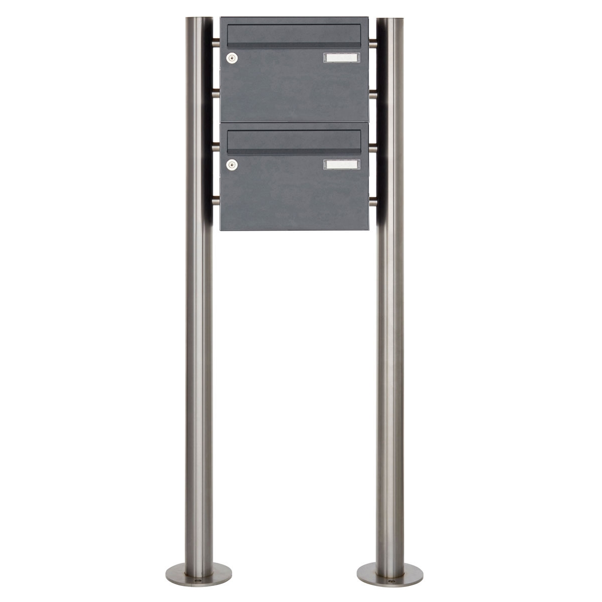 2er Edelstahl Standbriefkasten Design BASIC Plus 385X ST-R - 220mm - RAL nach Wahl 2er Edelstahl Standbriefkasten Design BASIC Plus 385X ST-R - 220mm - RAL nach Wahl
