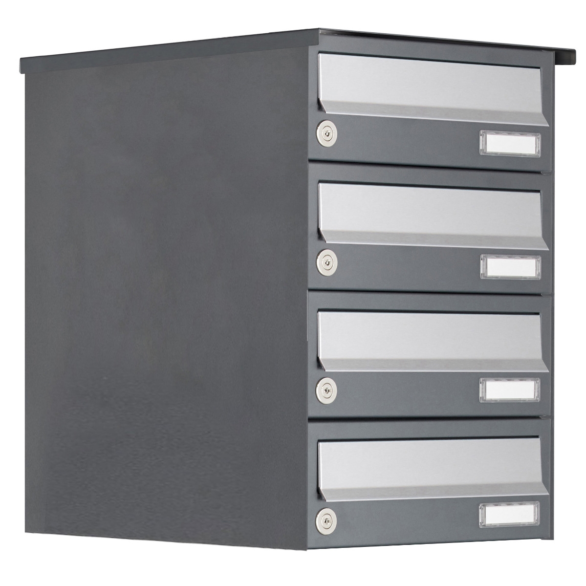 4er Aufputz Briefkastenanlage Design BASIC 385A AP - Edelstahl- RAL 7016 anthrazit