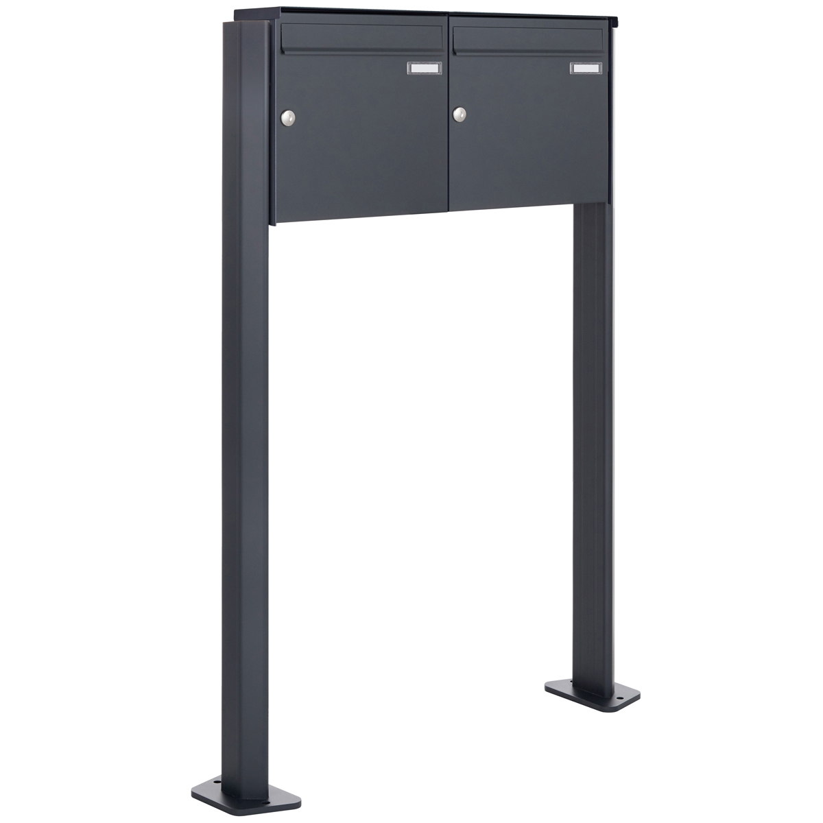 2er 2x1 Edelstahl Standbriefkasten Design BASIC Plus 380 ST-T - RAL nach Wahl 2er 2x1 Edelstahl Standbriefkasten Design BASIC Plus 380 ST-T - RAL nach Wahl