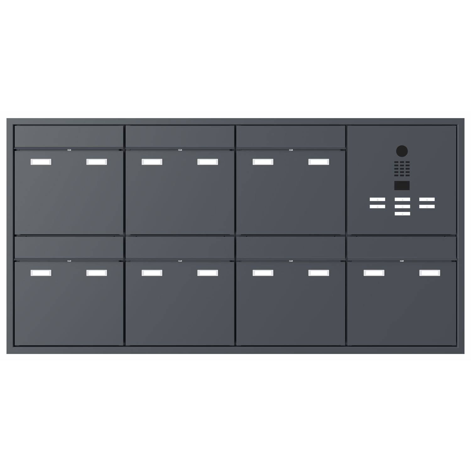 7-piece design flush-mounted letterbox GOETHE UP - RAL of your choice - DoorBird video intercom right