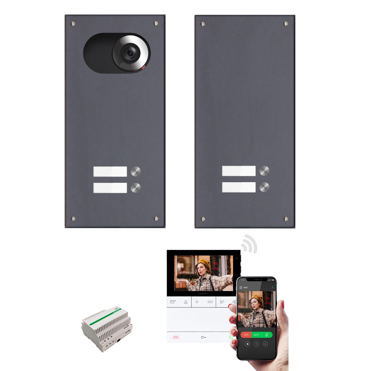 2 ekrany ze stali nierdzewnej 170x330 na 4 imprezy z kompletnym zestawem wideo Comelit Wifi - RAL do wyboru 2 ekrany ze stali nierdzewnej 170x330 na 4 imprezy z kompletnym zestawem wideo Comelit Wifi - RAL do wyboru