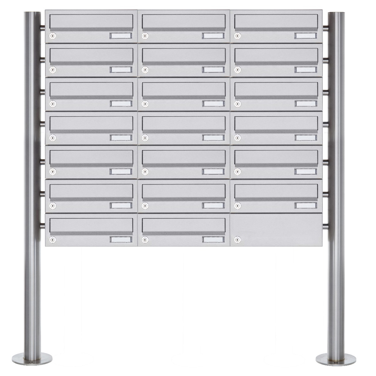 20er Briefkastenanlage freistehend Design BASIC 385-VA ST-R - Edelstahl V2A, geschliffen