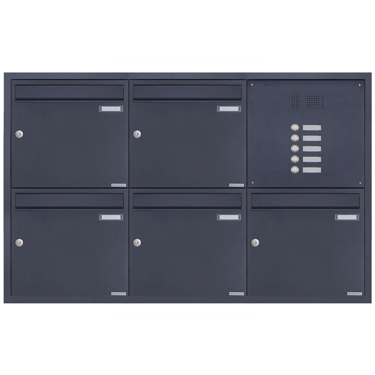 5er 3x2 Edelstahl Unterputz Briefkastenanlage BASIC Plus 382XU UP mit Klingelkasten - RAL nach Wahl 5er 3x2 Edelstahl Unterputz Briefkastenanlage BASIC Plus 382XU UP mit Klingelkasten - RAL nach Wahl