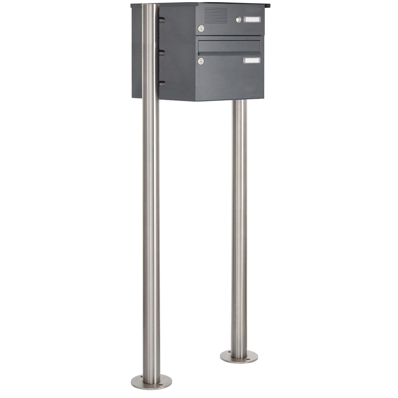 1er Standbriefkasten Design BASIC 385220 ST-R mit Klingelkasten - RAL 7016 anthrazitgrau