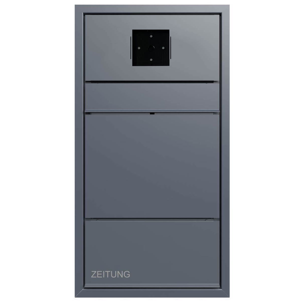 Design flush-mounted letterbox GOETHE UP with newspaper compartment - RAL of your choice - LOXONE Intercom prepared Design flush-mounted letterbox GOETHE UP with newspaper compartment - RAL of your choice - LOXONE Intercom prepared